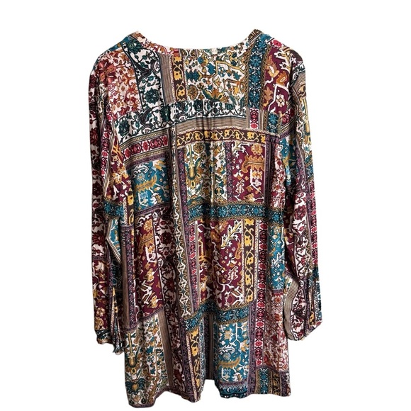J. Jill Womens Size M Long Sleeve Patchwork Eclectic Tunic Blouse Top Multi - Picture 11 of 15